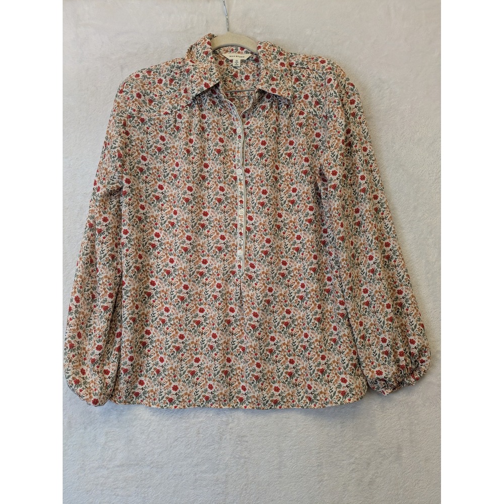 Max Studio Women's Size XS Floral Print Button Down Shirt Long Sleeve